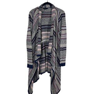 Alison Andrews Sweater L Blue Western Boho Argyle Chevron Concert Southwest Soft